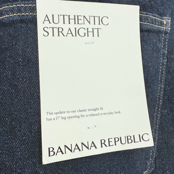Banana Republic Men's Dark Blue Authentic Straight Jeans Size 33x30 NWT - Picture 8 of 10